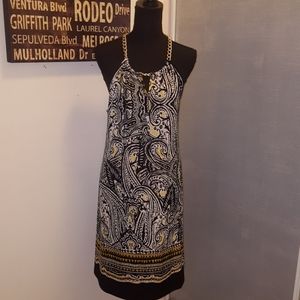 Black/white/yellow patterned dress